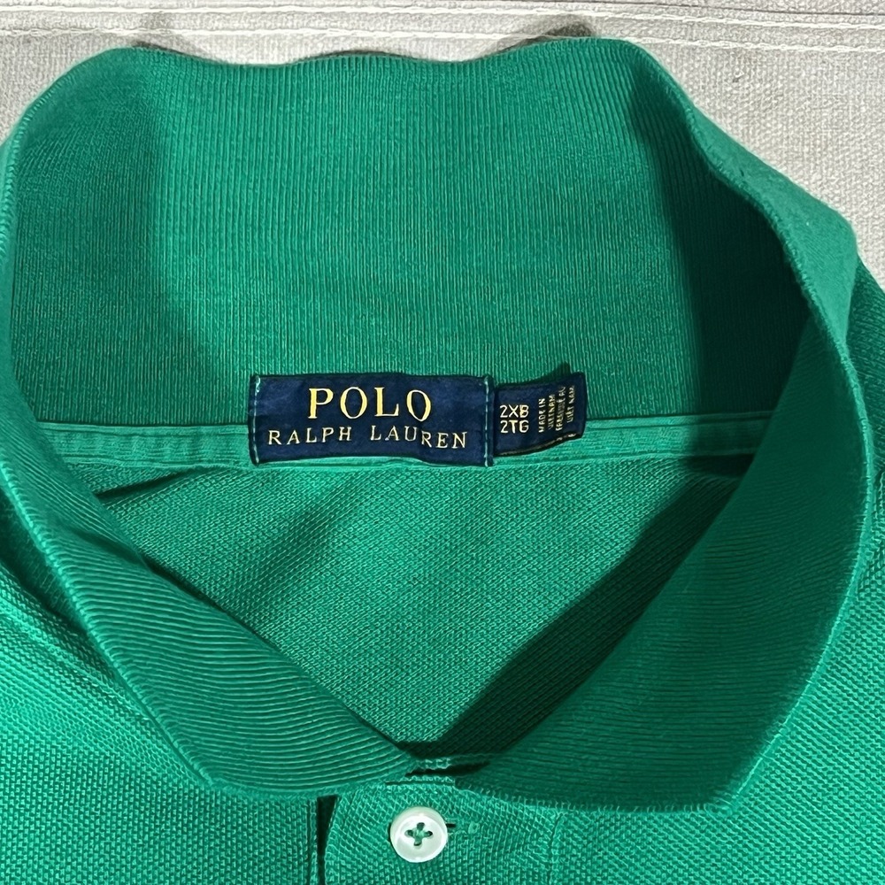 Polo Ralph Lauren Men's 2XB Green Shirt‎ Cotton Short Sleeves Orange Pony Preppy - Picture 6 of 10